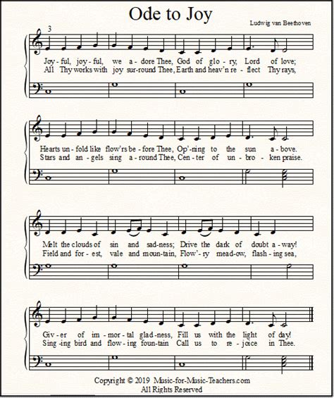 ode to joy lyrics printable.